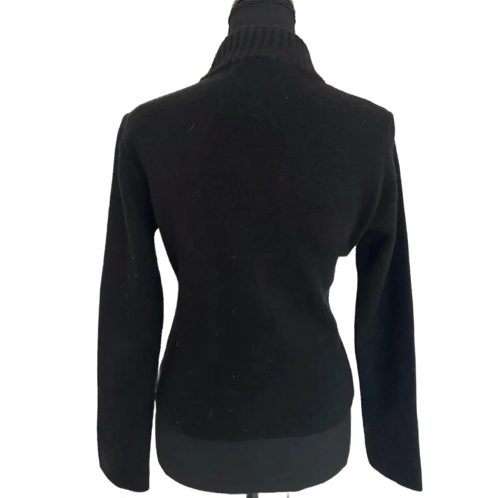 JENNYFER ~ Women’s long-sleeve black turtleneck asymmetrical sweater size L - Picture 7 of 8